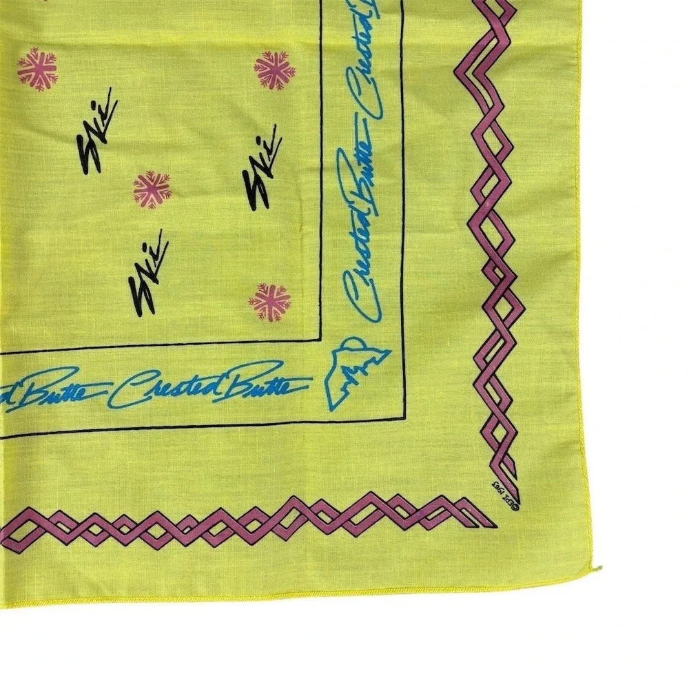 Vintage Crested Butte Colorado Ski Snowflake‎ Print Square Scarf Bandana
